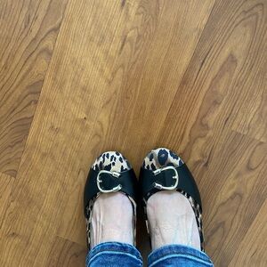 Abella True Comfort Leopard Print Black Flat NEW